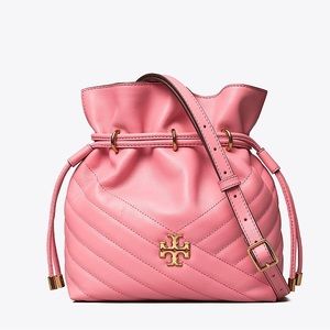 Tory Burch Kira Pink Chevron Mini Bucket Bag
